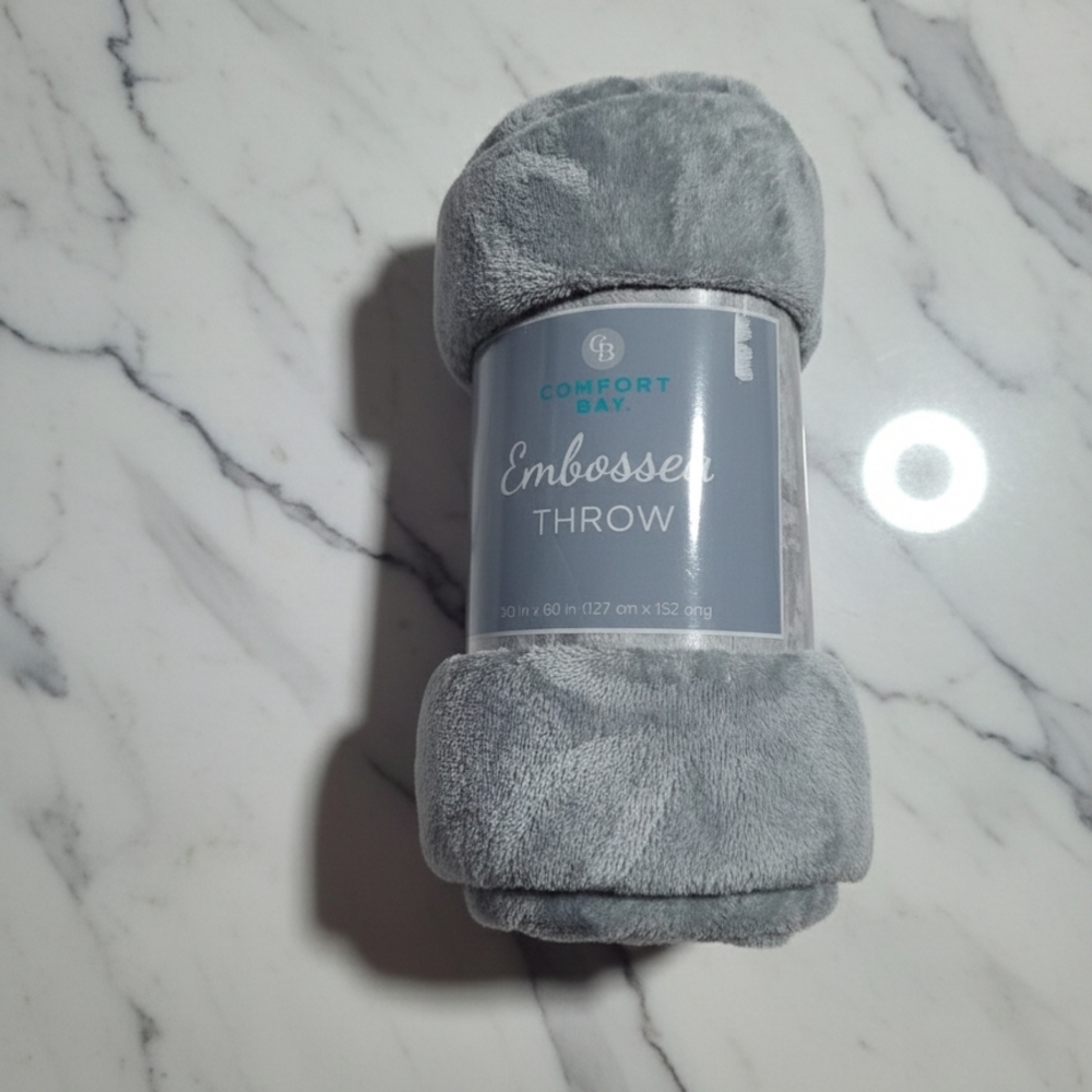 Comfort Bay Silver Embossed Throw